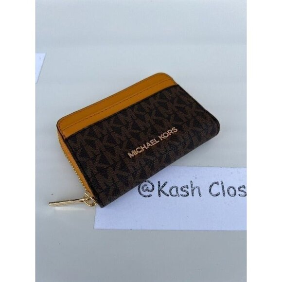 Michael Kors wallet card case zip around MK jet set purse marigold - Picture 1 of 5